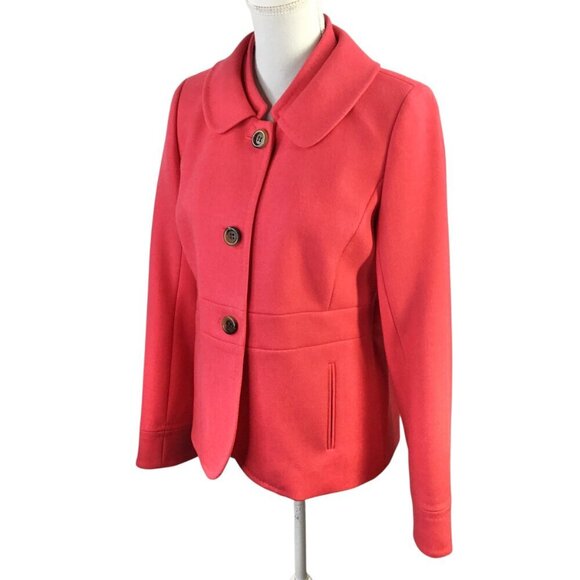 J. Crew Wool Blazer Women's Size 10 Office Career Lined Coral Peplum Style 99322 - Picture 4 of 11